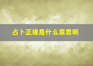 占卜正缘是什么意思啊