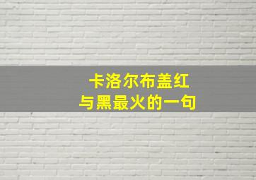 卡洛尔布盖红与黑最火的一句