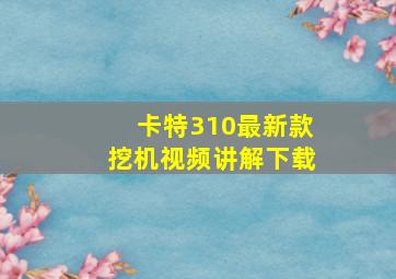 卡特310最新款挖机视频讲解下载