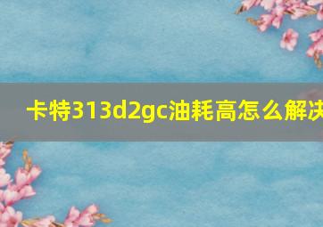 卡特313d2gc油耗高怎么解决