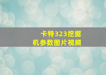 卡特323挖掘机参数图片视频