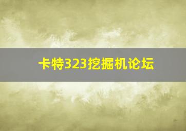 卡特323挖掘机论坛