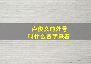 卢俊义的外号叫什么名字来着