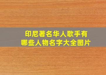 印尼著名华人歌手有哪些人物名字大全图片