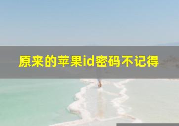 原来的苹果id密码不记得