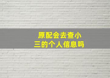 原配会去查小三的个人信息吗