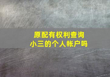 原配有权利查询小三的个人帐户吗