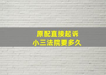 原配直接起诉小三法院要多久