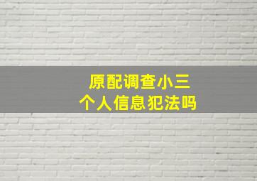 原配调查小三个人信息犯法吗