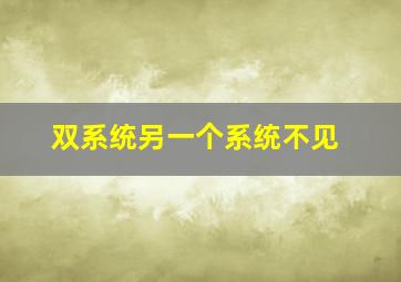 双系统另一个系统不见