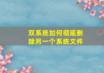 双系统如何彻底删除另一个系统文件