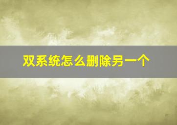 双系统怎么删除另一个