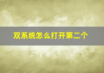 双系统怎么打开第二个