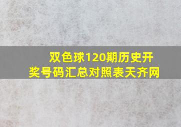 双色球120期历史开奖号码汇总对照表天齐网