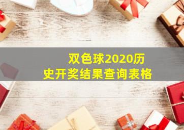 双色球2020历史开奖结果查询表格