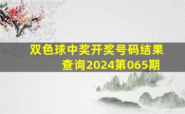 双色球中奖开奖号码结果查询2024第065期