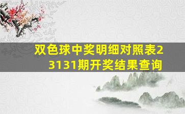 双色球中奖明细对照表23131期开奖结果查询