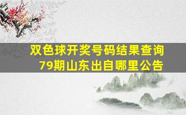 双色球开奖号码结果查询79期山东出自哪里公告