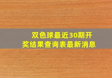 双色球最近30期开奖结果查询表最新消息