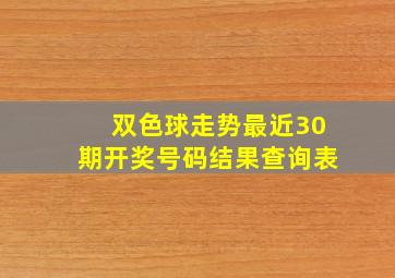 双色球走势最近30期开奖号码结果查询表