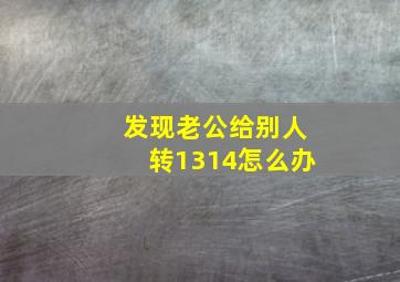 发现老公给别人转1314怎么办