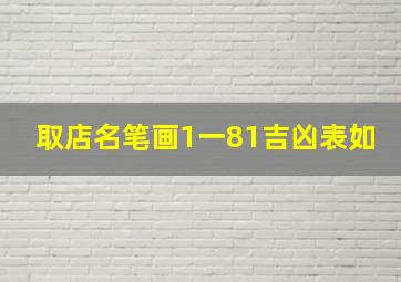 取店名笔画1一81吉凶表如