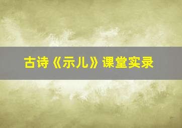 古诗《示儿》课堂实录