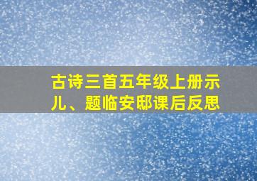 古诗三首五年级上册示儿、题临安邸课后反思