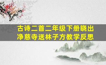 古诗二首二年级下册晓出净慈寺送林子方教学反思