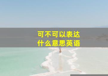 可不可以表达什么意思英语