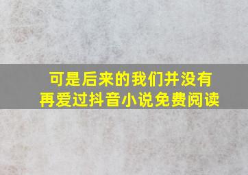 可是后来的我们并没有再爱过抖音小说免费阅读