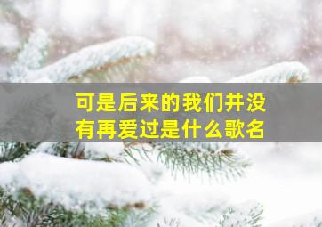 可是后来的我们并没有再爱过是什么歌名