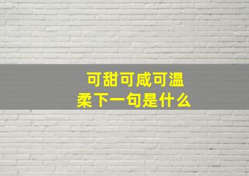 可甜可咸可温柔下一句是什么