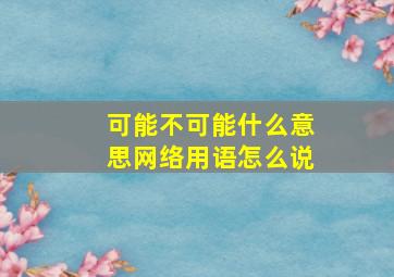 可能不可能什么意思网络用语怎么说