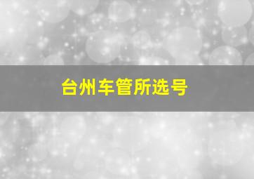 台州车管所选号