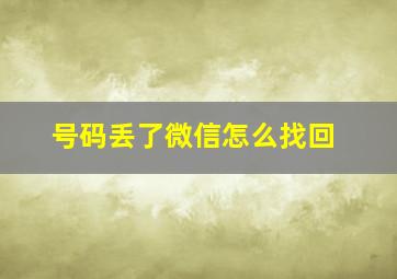 号码丢了微信怎么找回