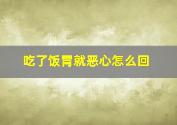 吃了饭胃就恶心怎么回