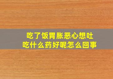 吃了饭胃胀恶心想吐吃什么药好呢怎么回事