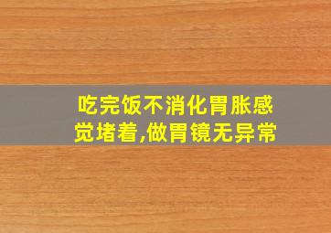 吃完饭不消化胃胀感觉堵着,做胃镜无异常