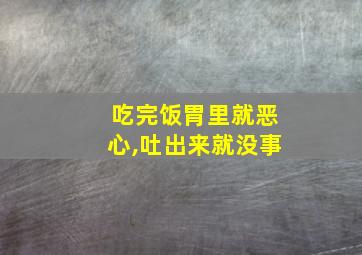 吃完饭胃里就恶心,吐出来就没事