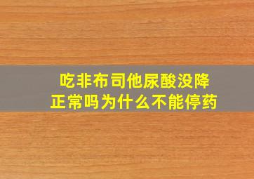 吃非布司他尿酸没降正常吗为什么不能停药