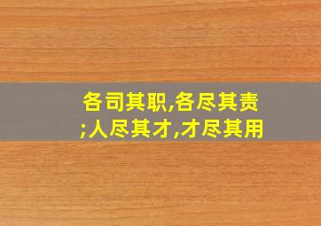 各司其职,各尽其责;人尽其才,才尽其用