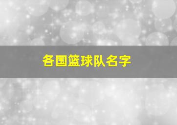 各国篮球队名字