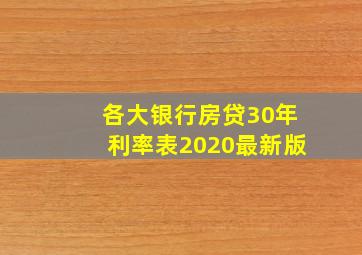 各大银行房贷30年利率表2020最新版