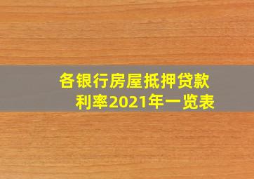 各银行房屋抵押贷款利率2021年一览表