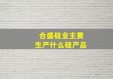 合盛硅业主要生产什么硅产品