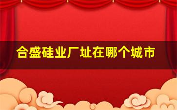 合盛硅业厂址在哪个城市