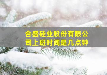 合盛硅业股份有限公司上班时间是几点钟