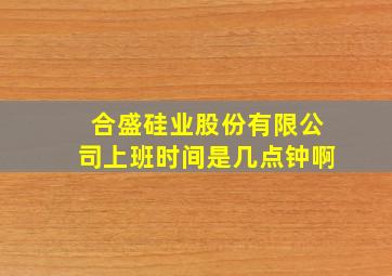 合盛硅业股份有限公司上班时间是几点钟啊