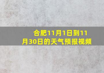 合肥11月1日到11月30日的天气预报视频